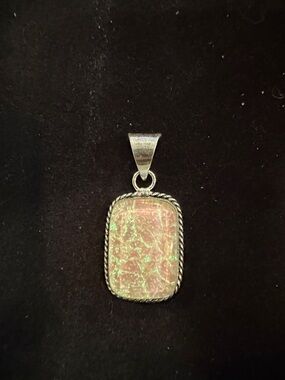 Sterling Silver White Opal-like Glass Pendant Necklace